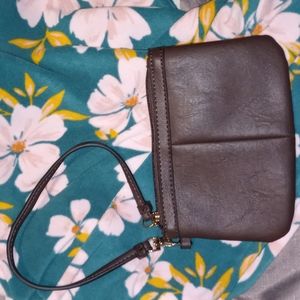 Brown leather  (Black Rivet) wristlet